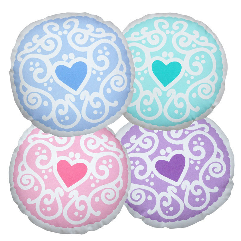 All 4 Pastel Rainbow Jammy Heart Printed Cushions