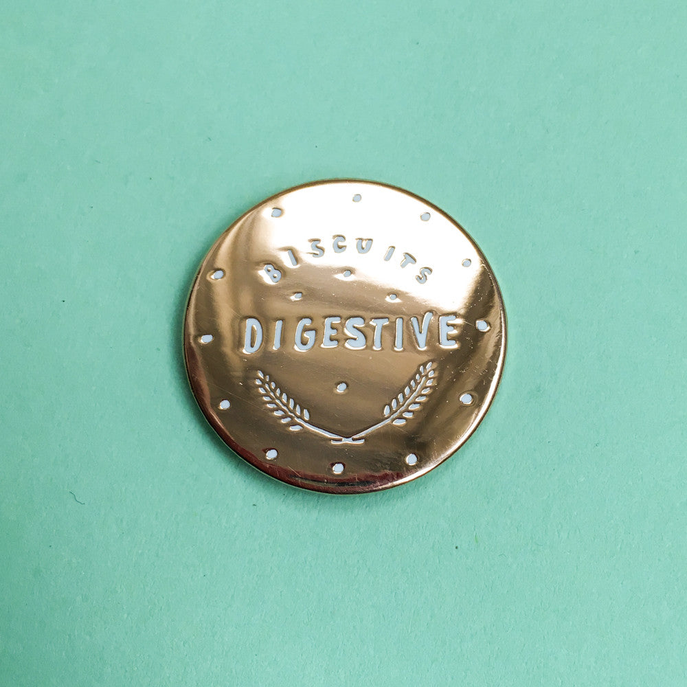 Rose Gold Digestive Biscuit Enamel Pin