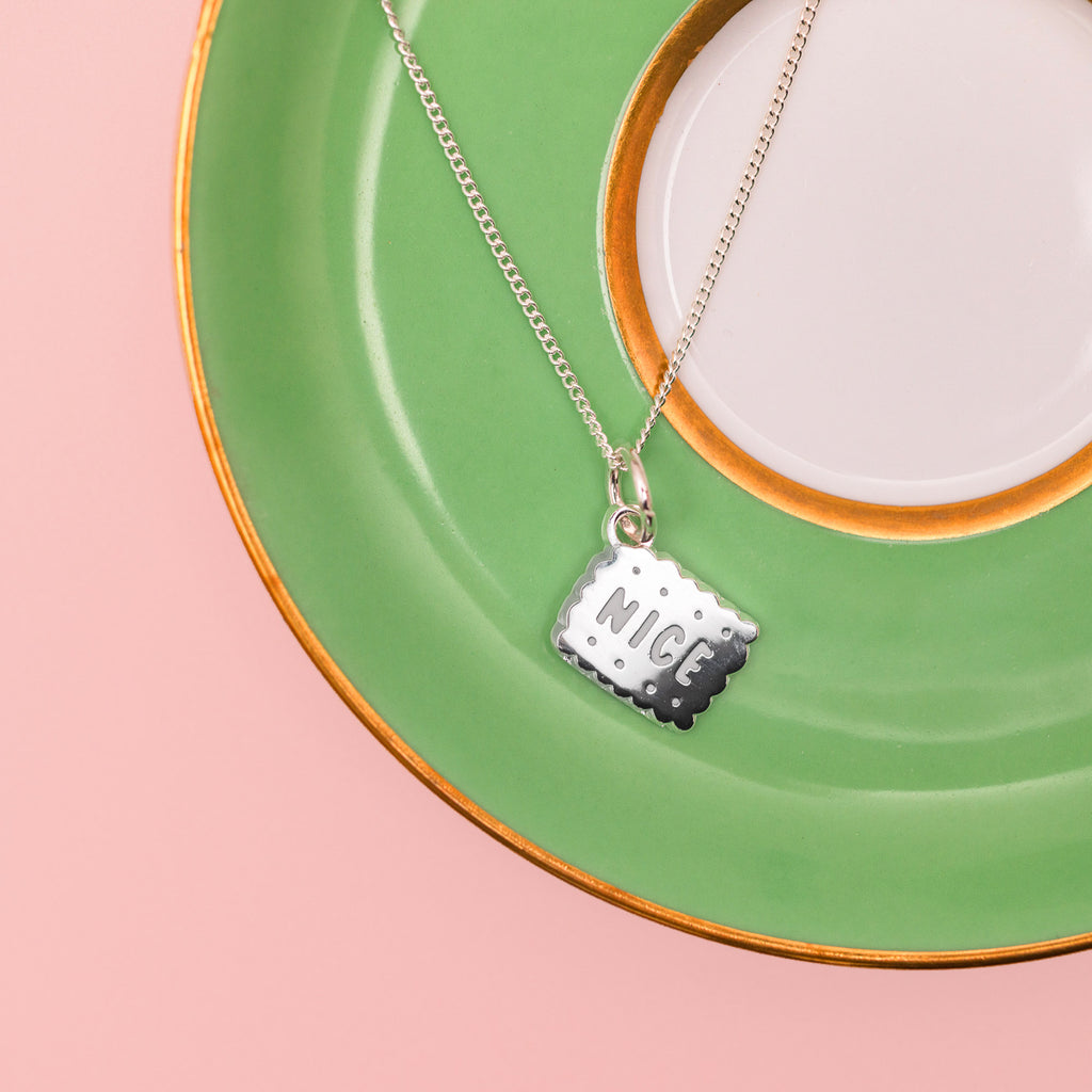 Itty Bitty Silver Nice Biscuit Necklace