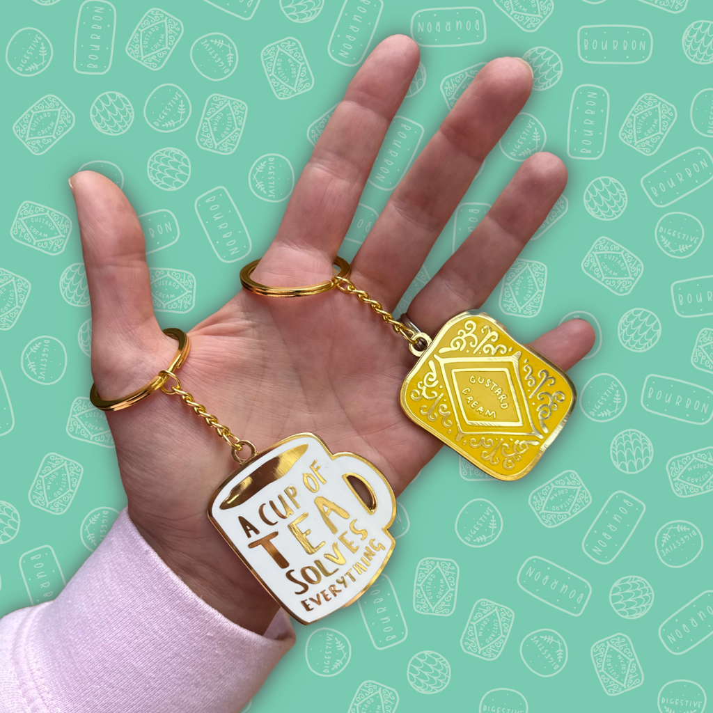 A Cup of Tea Solves Everything Enamel Keyring
