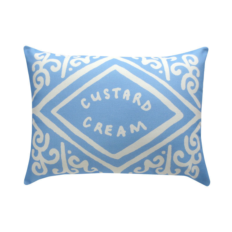 Sky Blue Custard Cream Printed Cushion