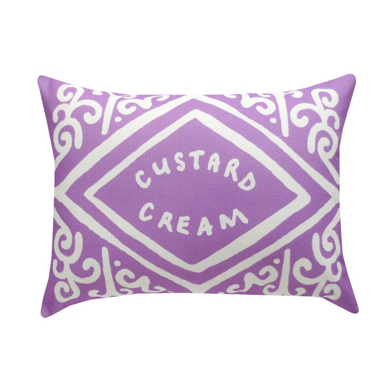 Parma Violet Purple Custard Cream Printed Cushion