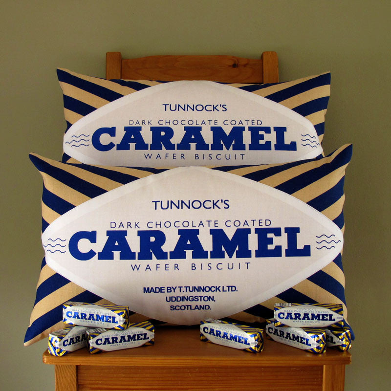 Tunnock's Dark Chocolate Caramel Wafer Printed Cushion