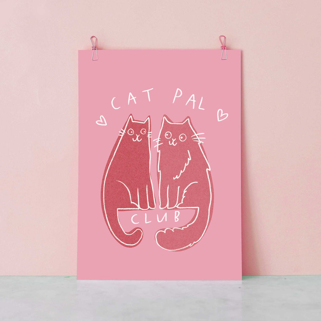 SALE - Cat Pal Club Print - Rose