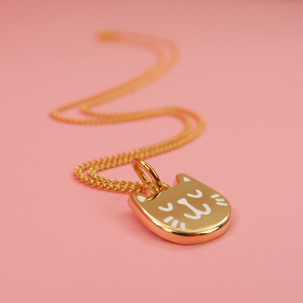 Itty Bitty Golden Kitty Necklace