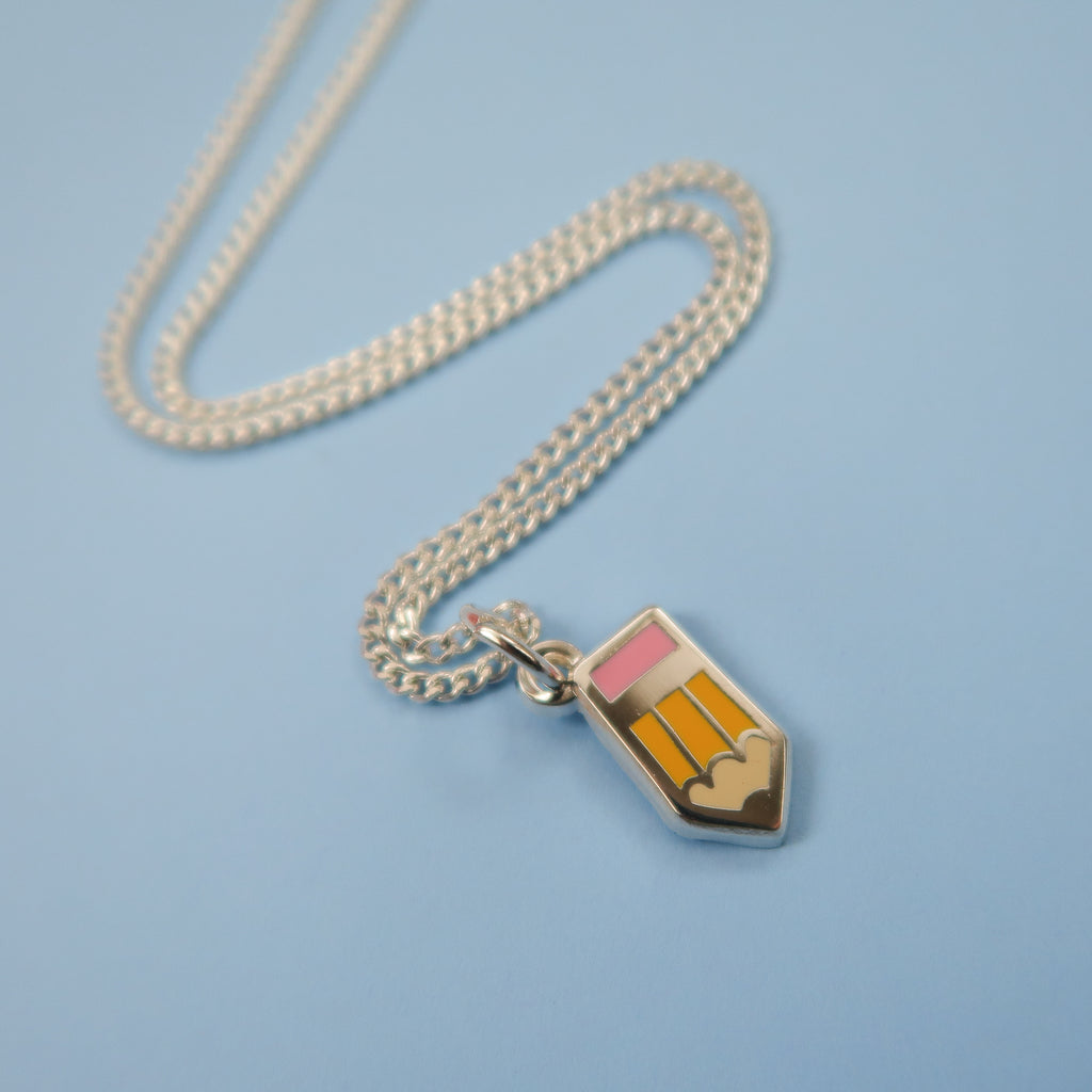 Itty Bitty Silver Pencil Necklace