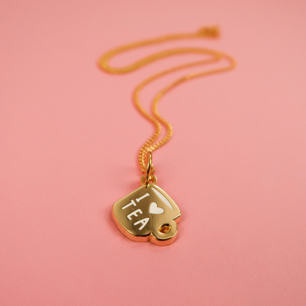 Gold Cup of tea necklace by Nikki McWilliams