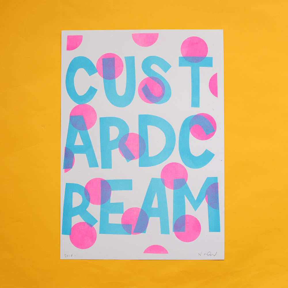 Custard Cream Dotty Risograph Print