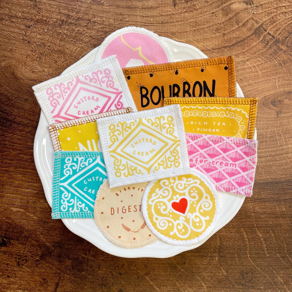 Mini Printed Biscuit Fabric pieces - Set of all 10