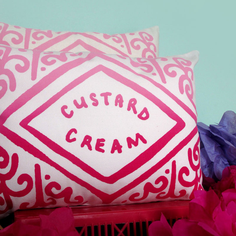 Pink Ombre Custard Cream Printed Cushion