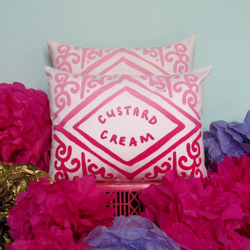 Pink Ombre Custard Cream Printed Cushion