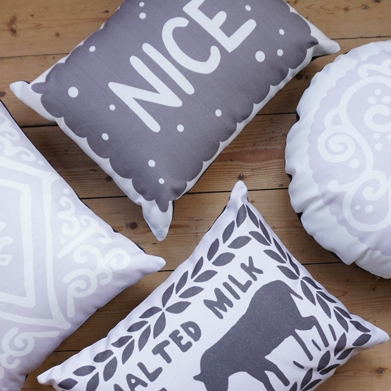 Monochrome Nice Biscuit Printed Cushion