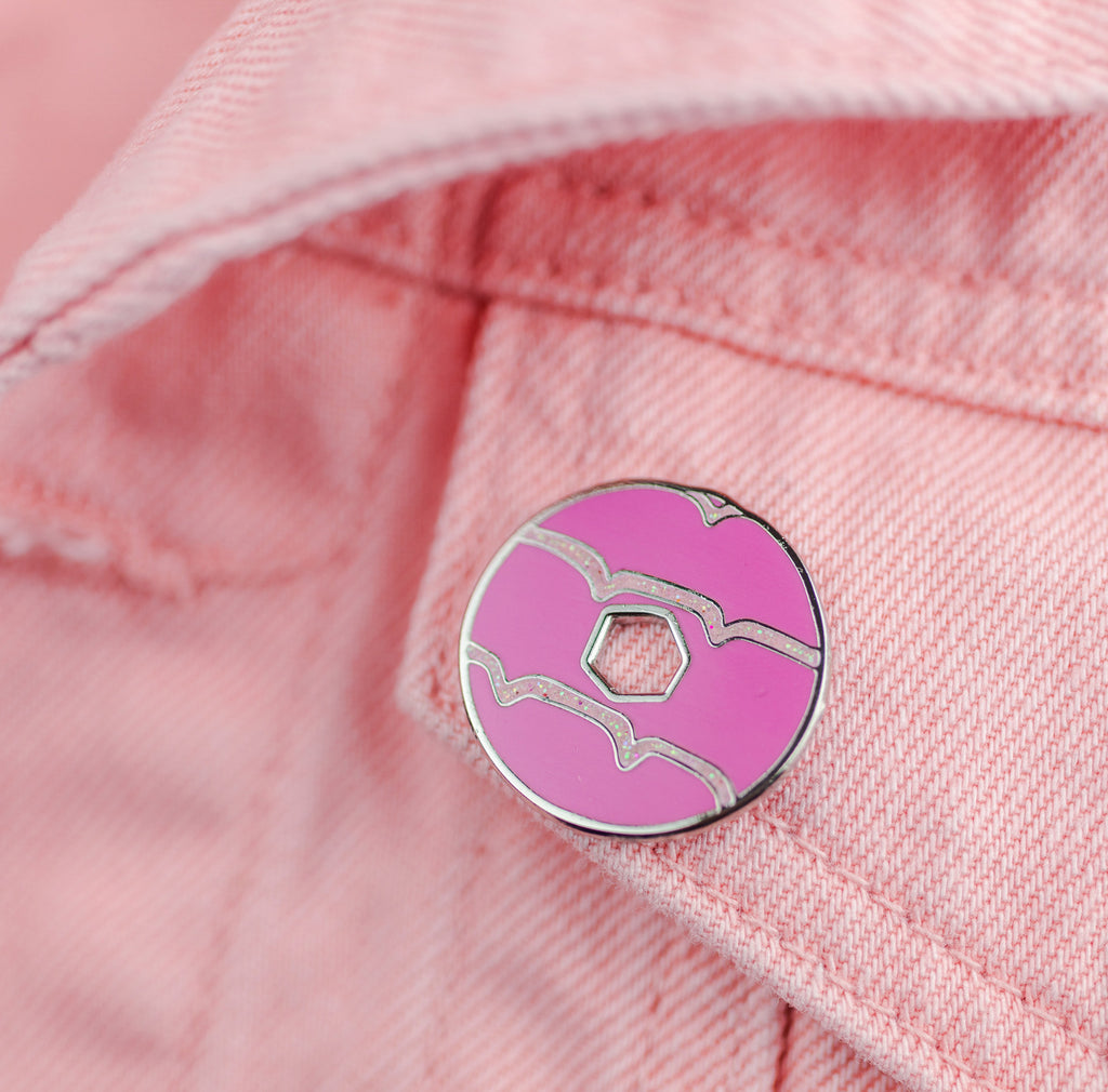 Pink Glitter Party Ring Enamel Pin