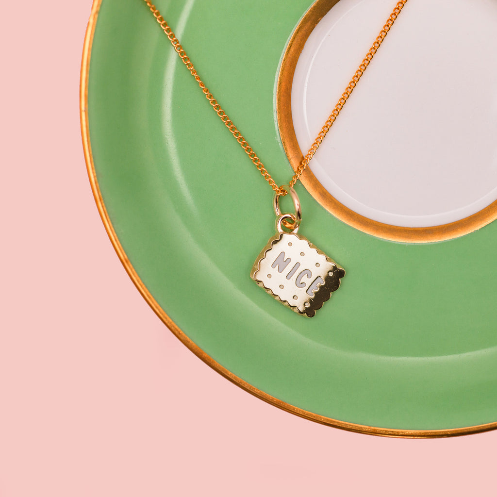 Itty Bitty Golden Nice Biscuit Necklace