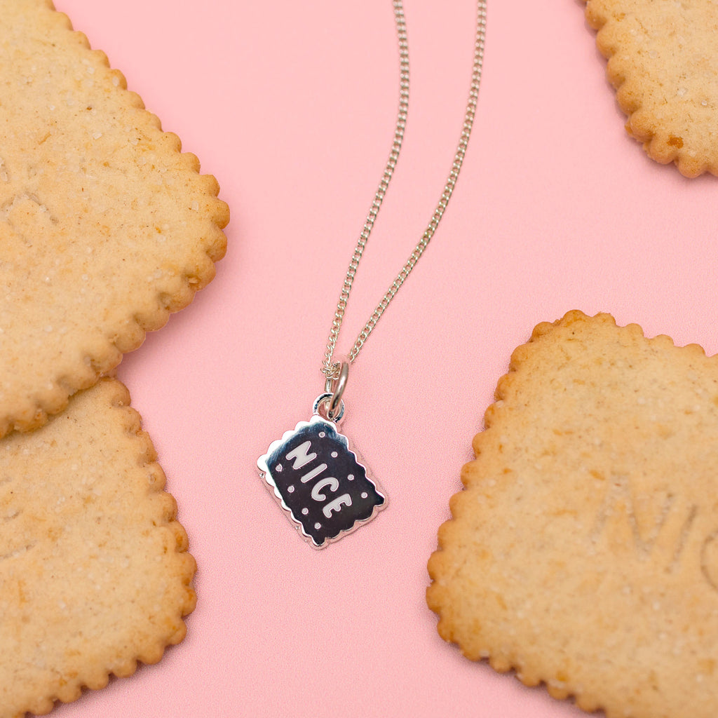 Itty Bitty Silver Nice Biscuit Necklace