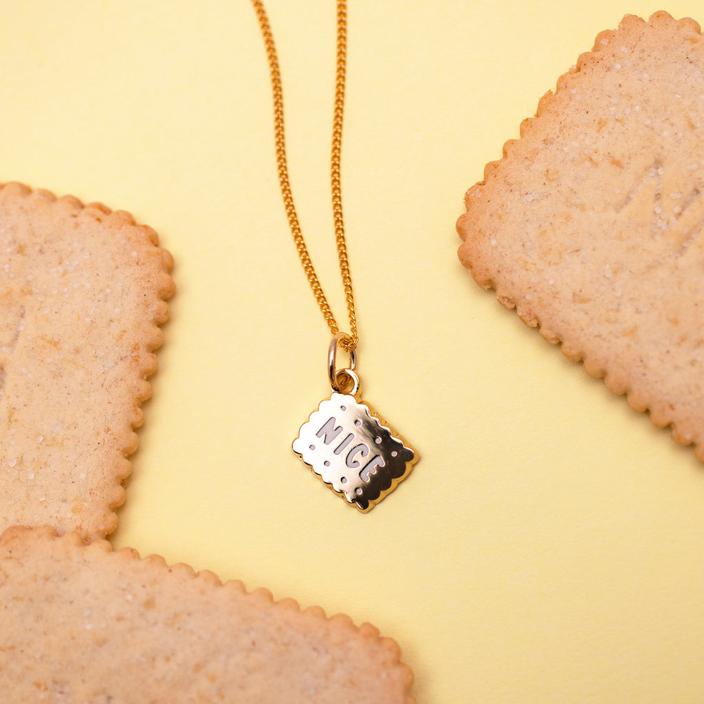 Itty Bitty Golden Nice Biscuit Necklace