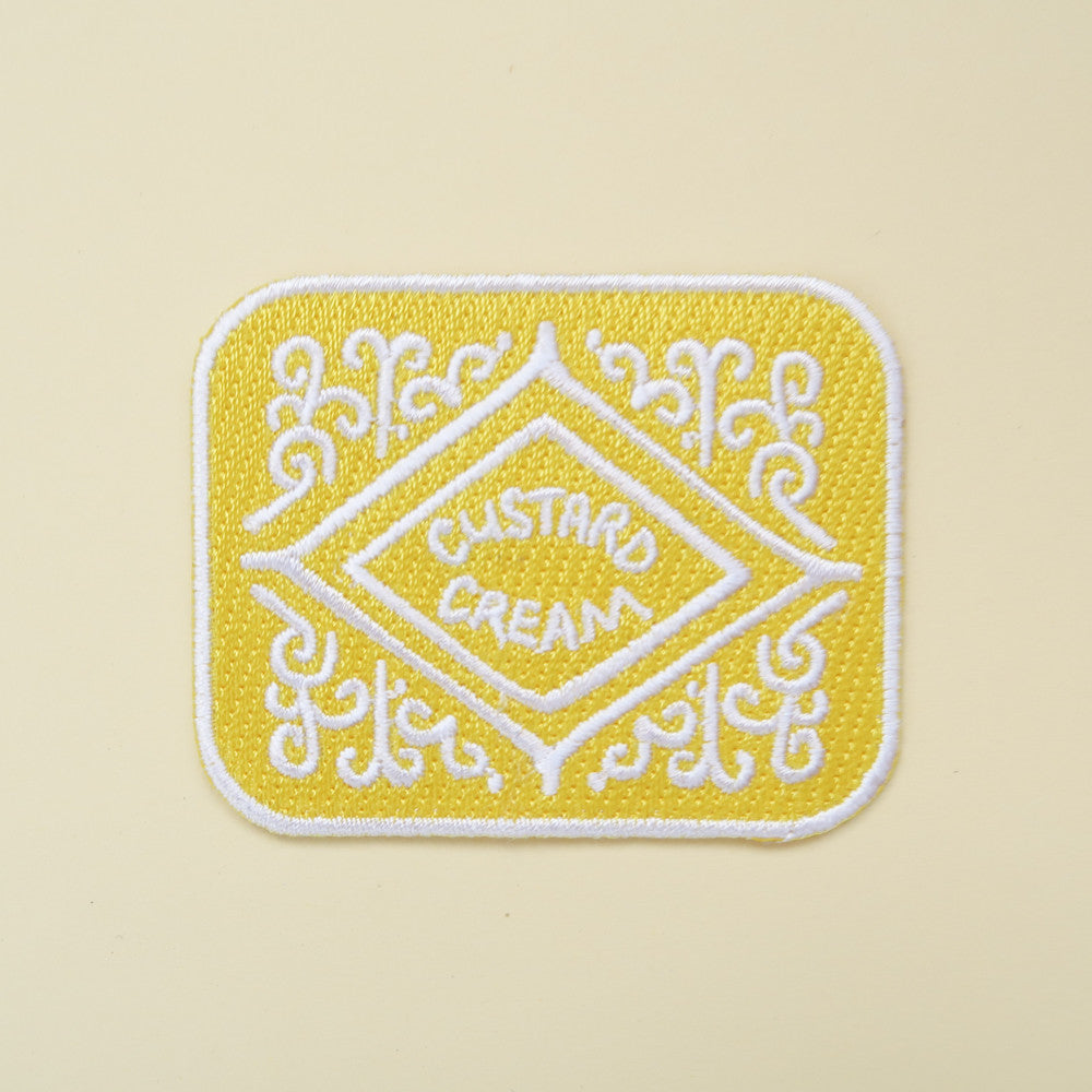 Custard Cream Iron-On Embroidered Patch