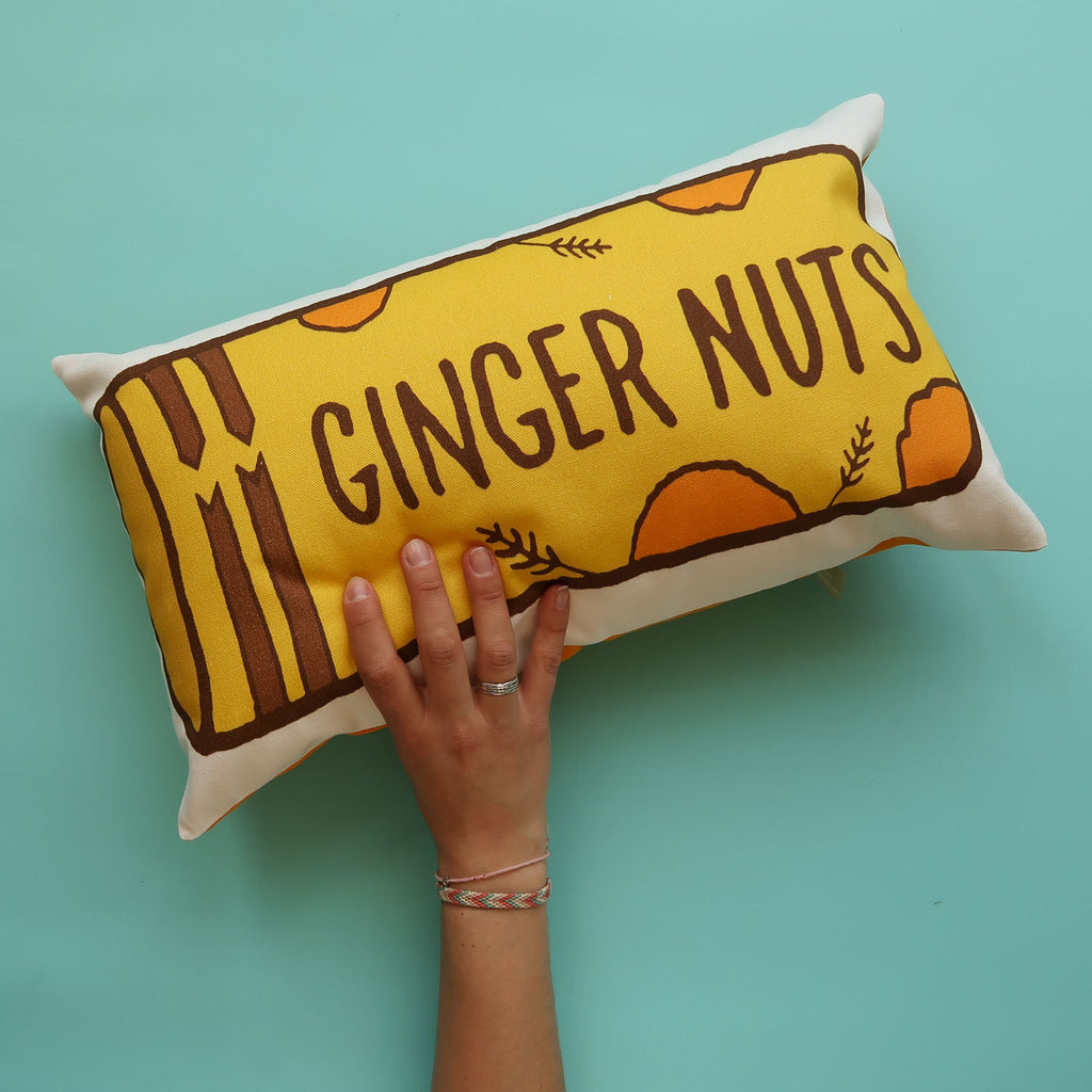Packet of Ginger Nut Biscuits Printed Cushion