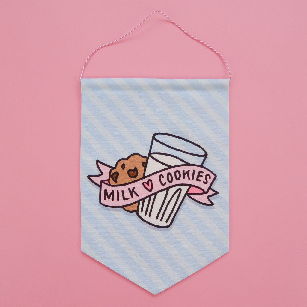 SALE - Milk and Cookies Fabric Banner